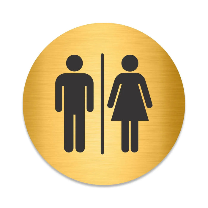 Blacked LaserTEC Leitsysteme - Acryl Schild - Rund 10 cm Durchmesser - Selbstklebend - Gold gebürstet - Metall-Optik - UV beständig - Für Innen und Außen (Achtung)