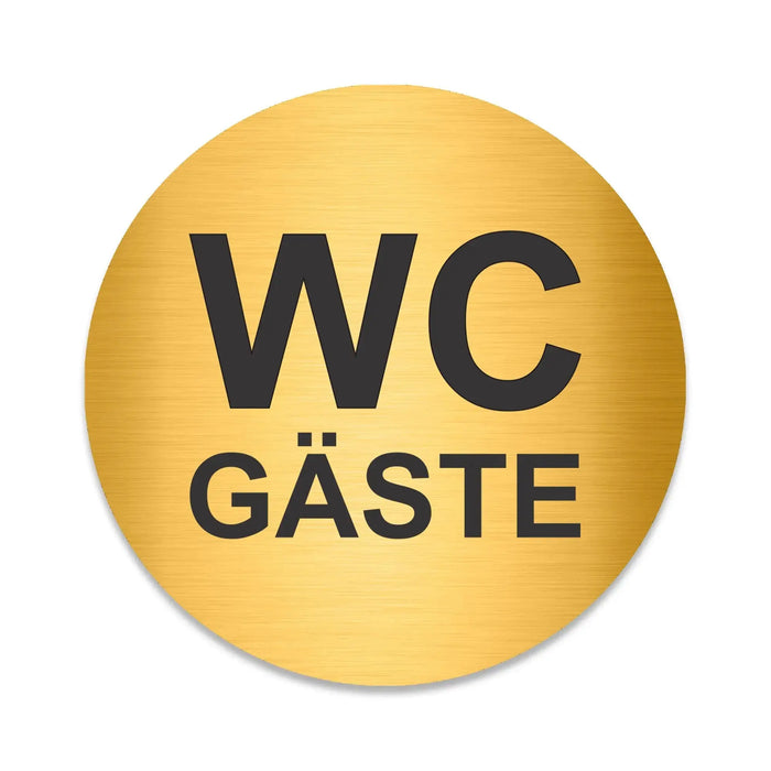 Blacked LaserTEC Leitsysteme - Acryl Schild - Rund 10 cm Durchmesser - Selbstklebend - Gold gebürstet - Metall-Optik - UV beständig - Für Innen und Außen (Achtung)
