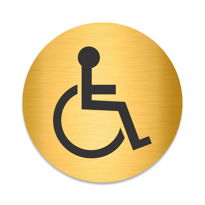 Blacked LaserTEC Leitsysteme - Acryl Schild - Rund 10 cm Durchmesser - Selbstklebend - Gold gebürstet - Metall-Optik - UV beständig - Für Innen und Außen (Achtung)