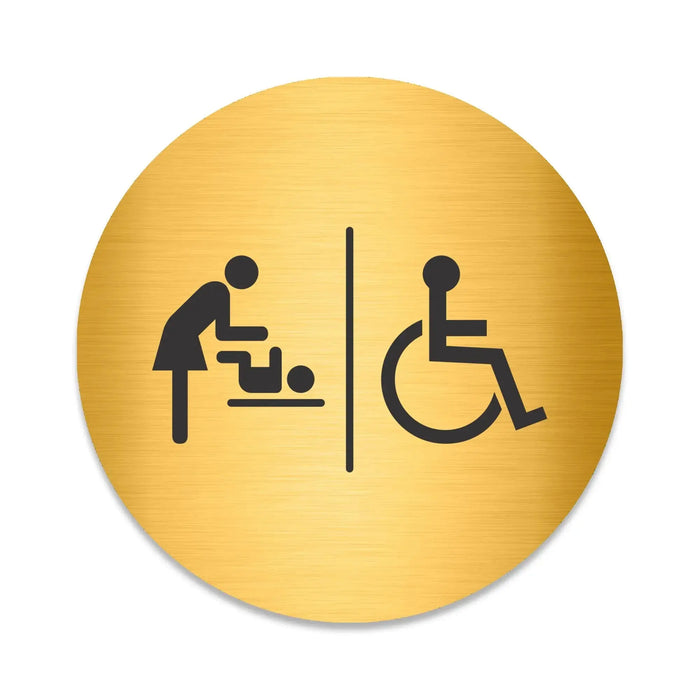 Blacked LaserTEC Leitsysteme - Acryl Schild - Rund 10 cm Durchmesser - Selbstklebend - Gold gebürstet - Metall-Optik - UV beständig - Für Innen und Außen (Achtung)