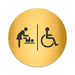 Blacked LaserTEC Leitsysteme - Acryl Schild - Rund 10 cm Durchmesser - Selbstklebend - Gold gebürstet - Metall-Optik - UV beständig - Für Innen und Außen (Achtung)