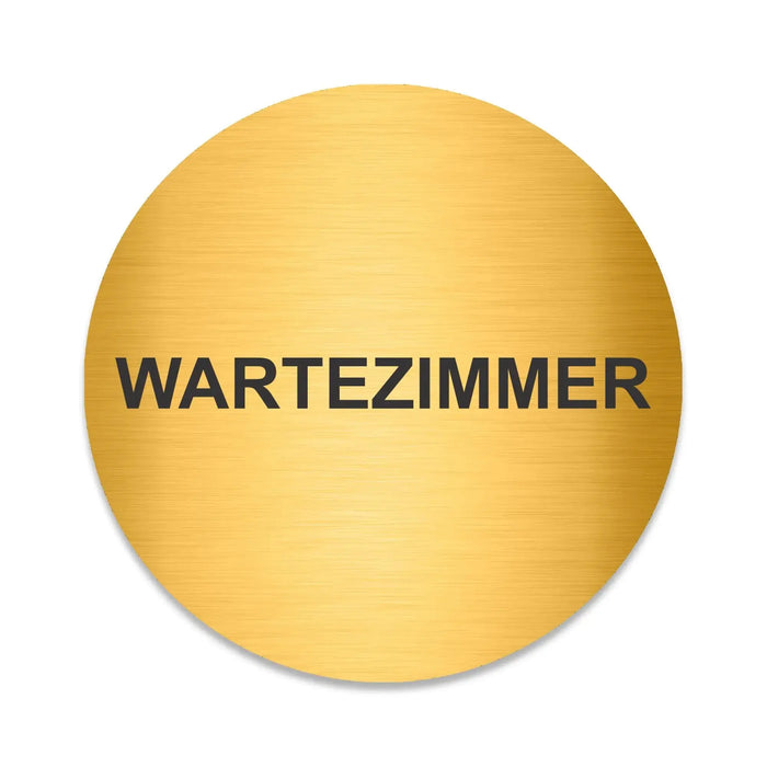 Blacked LaserTEC Leitsysteme - Acryl Schild - Rund 10 cm Durchmesser - Selbstklebend - Gold gebürstet - Metall-Optik - UV beständig - Für Innen und Außen (Achtung)