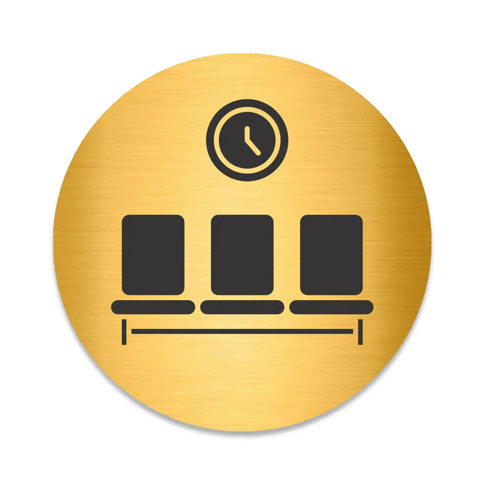 Blacked LaserTEC Leitsysteme - Acryl Schild - Rund 10 cm Durchmesser - Selbstklebend - Gold gebürstet - Metall-Optik - UV beständig - Für Innen und Außen (Achtung)