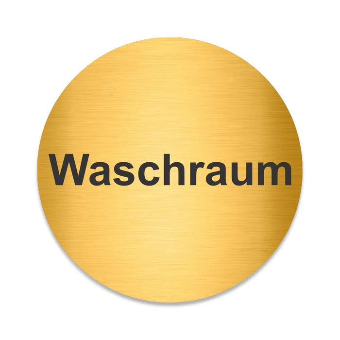 Blacked LaserTEC Leitsysteme - Acryl Schild - Rund 10 cm Durchmesser - Selbstklebend - Gold gebürstet - Metall-Optik - UV beständig - Für Innen und Außen (Achtung)