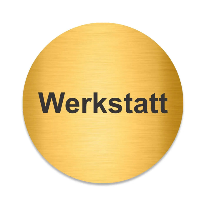 Blacked LaserTEC Leitsysteme - Acryl Schild - Rund 10 cm Durchmesser - Selbstklebend - Gold gebürstet - Metall-Optik - UV beständig - Für Innen und Außen (Achtung)