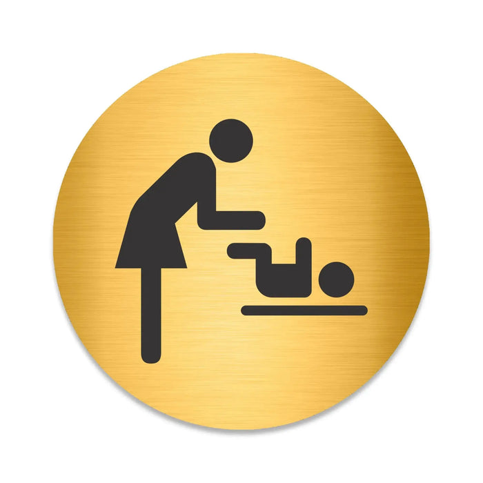 Blacked LaserTEC Leitsysteme - Acryl Schild - Rund 10 cm Durchmesser - Selbstklebend - Gold gebürstet - Metall-Optik - UV beständig - Für Innen und Außen (Achtung)