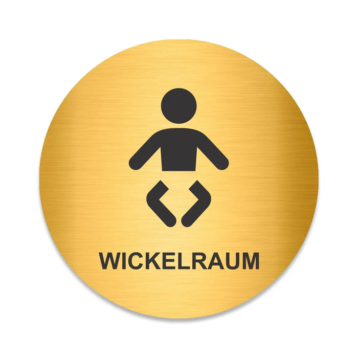 Blacked LaserTEC Leitsysteme - Acryl Schild - Rund 10 cm Durchmesser - Selbstklebend - Gold gebürstet - Metall-Optik - UV beständig - Für Innen und Außen (Achtung)