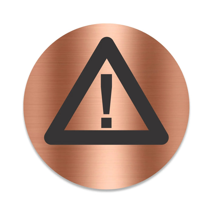 Blacked LaserTEC Leitsysteme - Acryl Schild - Rund 10 cm Durchmesser - Selbstklebend - Kupfer gebürstet - Metall-Optik - UV beständig - Für Innen und Außen (Achtung)