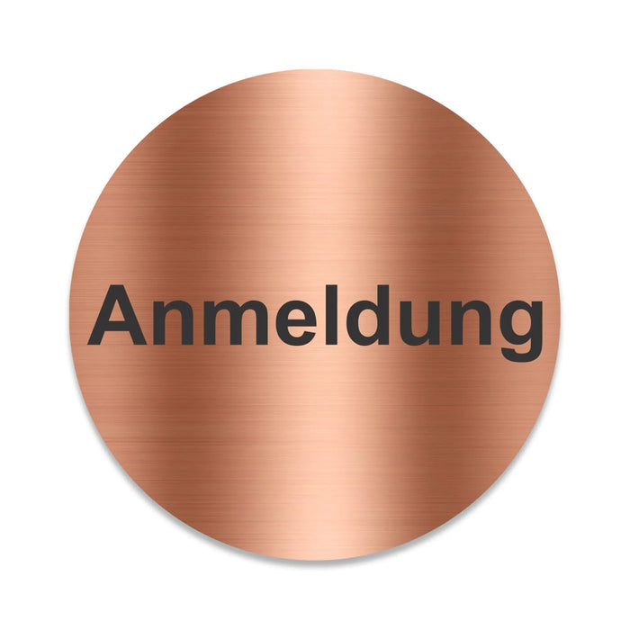 Blacked LaserTEC Leitsysteme - Acryl Schild - Rund 10 cm Durchmesser - Selbstklebend - Kupfer gebürstet - Metall-Optik - UV beständig - Für Innen und Außen (Achtung)