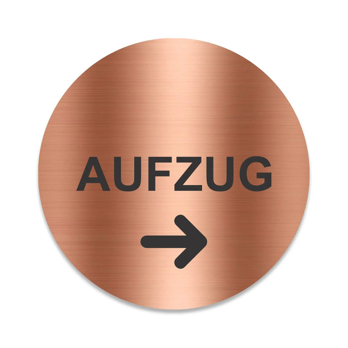 Blacked LaserTEC Leitsysteme - Acryl Schild - Rund 10 cm Durchmesser - Selbstklebend - Kupfer gebürstet - Metall-Optik - UV beständig - Für Innen und Außen (Achtung)