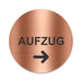 Blacked LaserTEC Leitsysteme - Acryl Schild - Rund 10 cm Durchmesser - Selbstklebend - Kupfer gebürstet - Metall-Optik - UV beständig - Für Innen und Außen (Achtung)