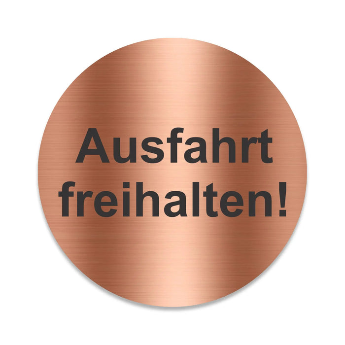 Blacked LaserTEC Leitsysteme - Acryl Schild - Rund 10 cm Durchmesser - Selbstklebend - Kupfer gebürstet - Metall-Optik - UV beständig - Für Innen und Außen (Achtung)