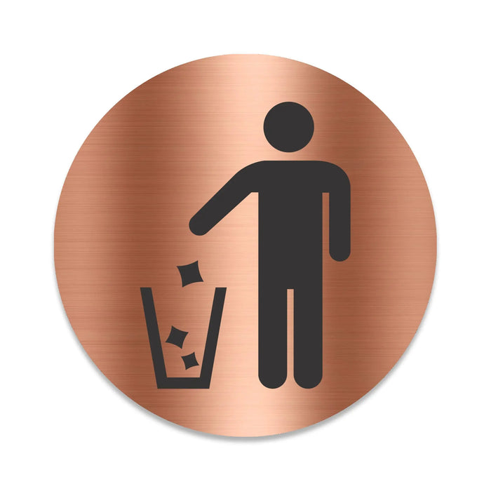 Blacked LaserTEC Leitsysteme - Acryl Schild - Rund 10 cm Durchmesser - Selbstklebend - Kupfer gebürstet - Metall-Optik - UV beständig - Für Innen und Außen (Achtung)