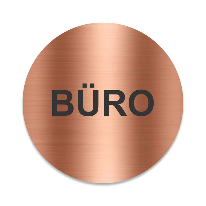 Blacked LaserTEC Leitsysteme - Acryl Schild - Rund 10 cm Durchmesser - Selbstklebend - Kupfer gebürstet - Metall-Optik - UV beständig - Für Innen und Außen (Achtung)