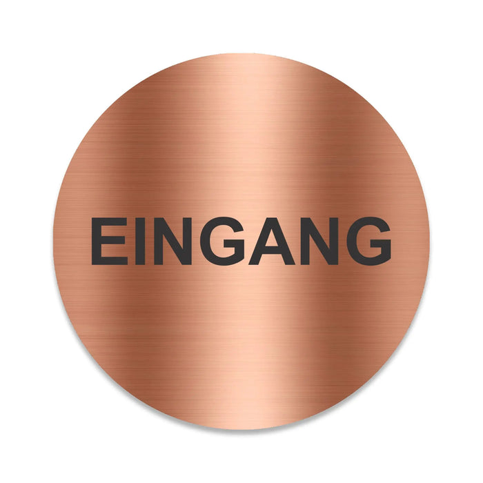 Blacked LaserTEC Leitsysteme - Acryl Schild - Rund 10 cm Durchmesser - Selbstklebend - Kupfer gebürstet - Metall-Optik - UV beständig - Für Innen und Außen (Achtung)