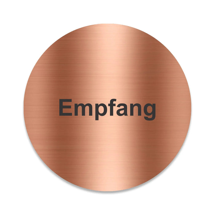 Blacked LaserTEC Leitsysteme - Acryl Schild - Rund 10 cm Durchmesser - Selbstklebend - Kupfer gebürstet - Metall-Optik - UV beständig - Für Innen und Außen (Achtung)
