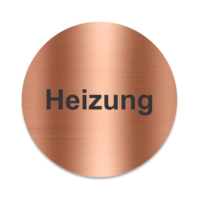 Blacked LaserTEC Leitsysteme - Acryl Schild - Rund 10 cm Durchmesser - Selbstklebend - Kupfer gebürstet - Metall-Optik - UV beständig - Für Innen und Außen (Achtung)