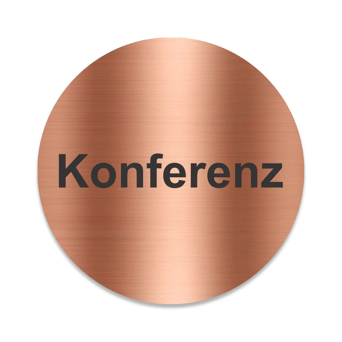 Blacked LaserTEC Leitsysteme - Acryl Schild - Rund 10 cm Durchmesser - Selbstklebend - Kupfer gebürstet - Metall-Optik - UV beständig - Für Innen und Außen (Achtung)