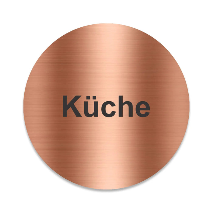Blacked LaserTEC Leitsysteme - Acryl Schild - Rund 10 cm Durchmesser - Selbstklebend - Kupfer gebürstet - Metall-Optik - UV beständig - Für Innen und Außen (Achtung)