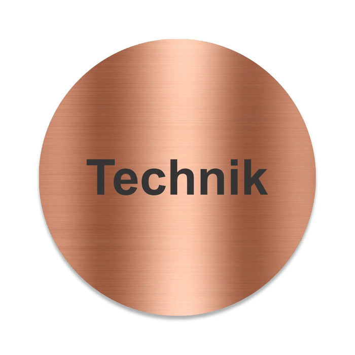 Blacked LaserTEC Leitsysteme - Acryl Schild - Rund 10 cm Durchmesser - Selbstklebend - Kupfer gebürstet - Metall-Optik - UV beständig - Für Innen und Außen (Achtung)