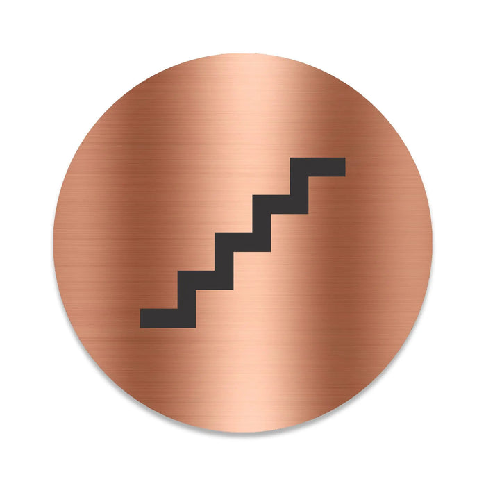 Blacked LaserTEC Leitsysteme - Acryl Schild - Rund 10 cm Durchmesser - Selbstklebend - Kupfer gebürstet - Metall-Optik - UV beständig - Für Innen und Außen (Achtung)