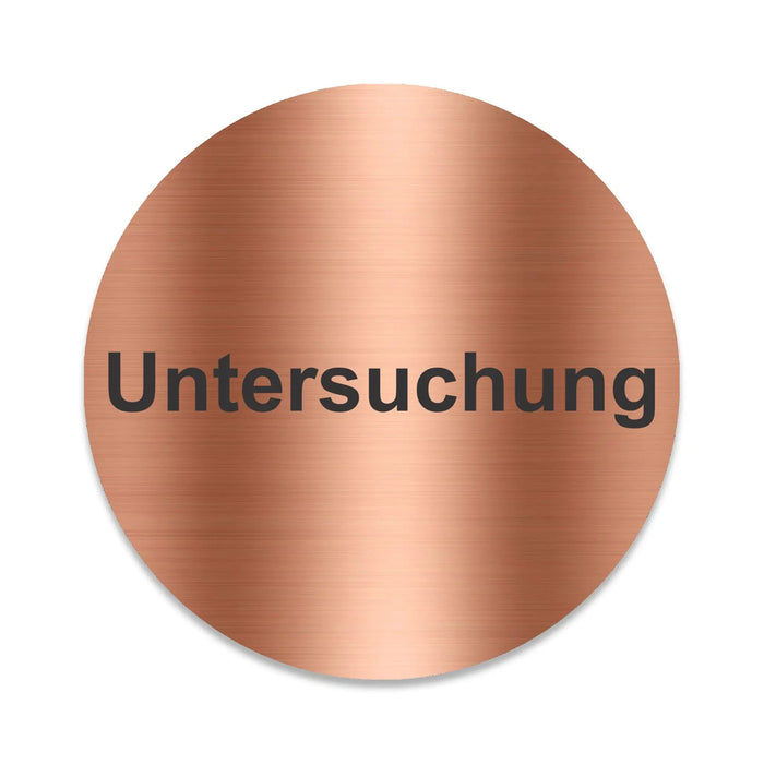 Blacked LaserTEC Leitsysteme - Acryl Schild - Rund 10 cm Durchmesser - Selbstklebend - Kupfer gebürstet - Metall-Optik - UV beständig - Für Innen und Außen (Achtung)