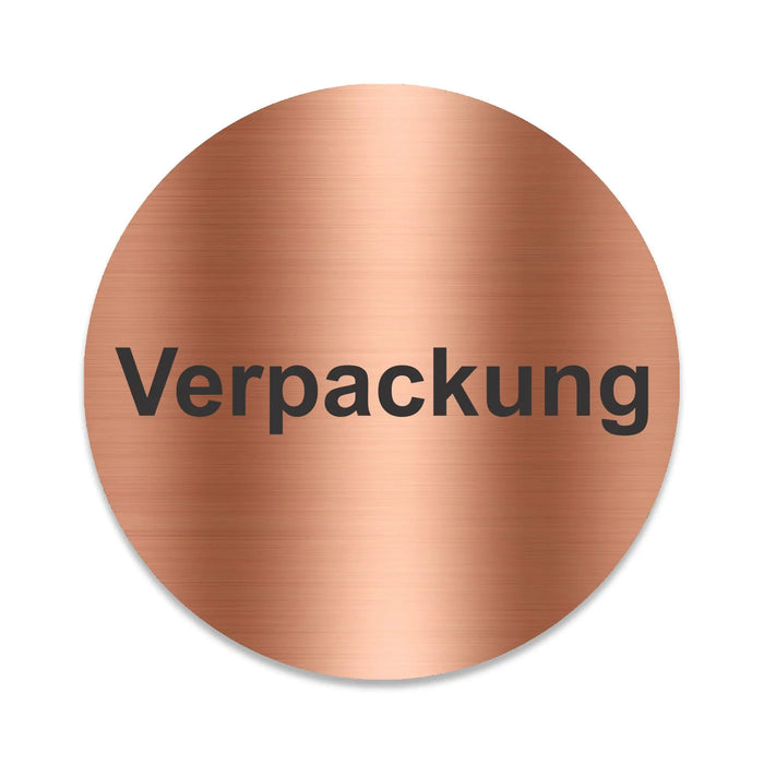Blacked LaserTEC Leitsysteme - Acryl Schild - Rund 10 cm Durchmesser - Selbstklebend - Kupfer gebürstet - Metall-Optik - UV beständig - Für Innen und Außen (Achtung)