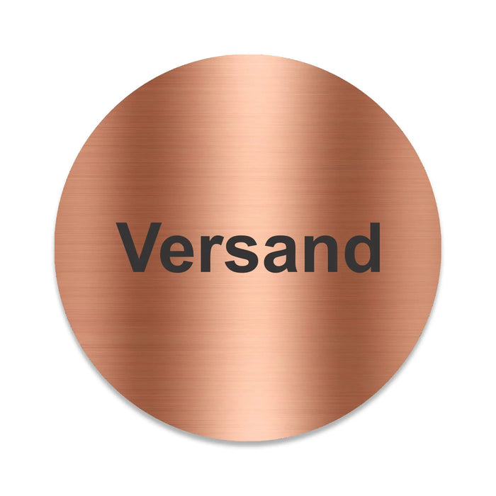 Blacked LaserTEC Leitsysteme - Acryl Schild - Rund 10 cm Durchmesser - Selbstklebend - Kupfer gebürstet - Metall-Optik - UV beständig - Für Innen und Außen (Achtung)