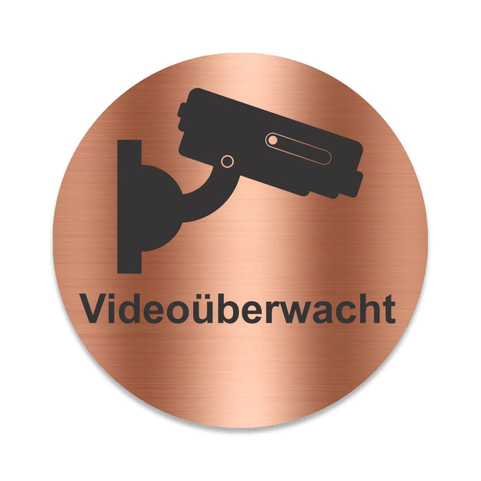 Blacked LaserTEC Leitsysteme - Acryl Schild - Rund 10 cm Durchmesser - Selbstklebend - Kupfer gebürstet - Metall-Optik - UV beständig - Für Innen und Außen (Achtung)