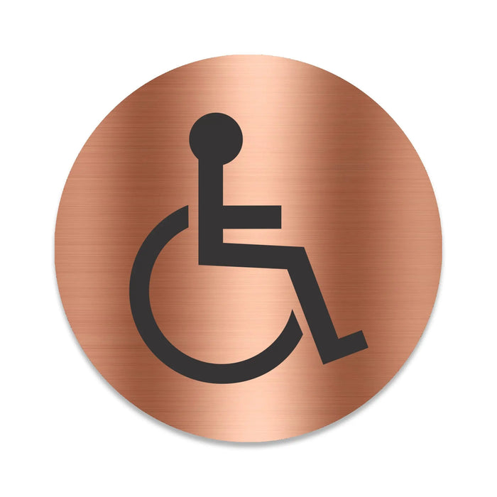 Blacked LaserTEC Leitsysteme - Acryl Schild - Rund 10 cm Durchmesser - Selbstklebend - Kupfer gebürstet - Metall-Optik - UV beständig - Für Innen und Außen (Achtung)