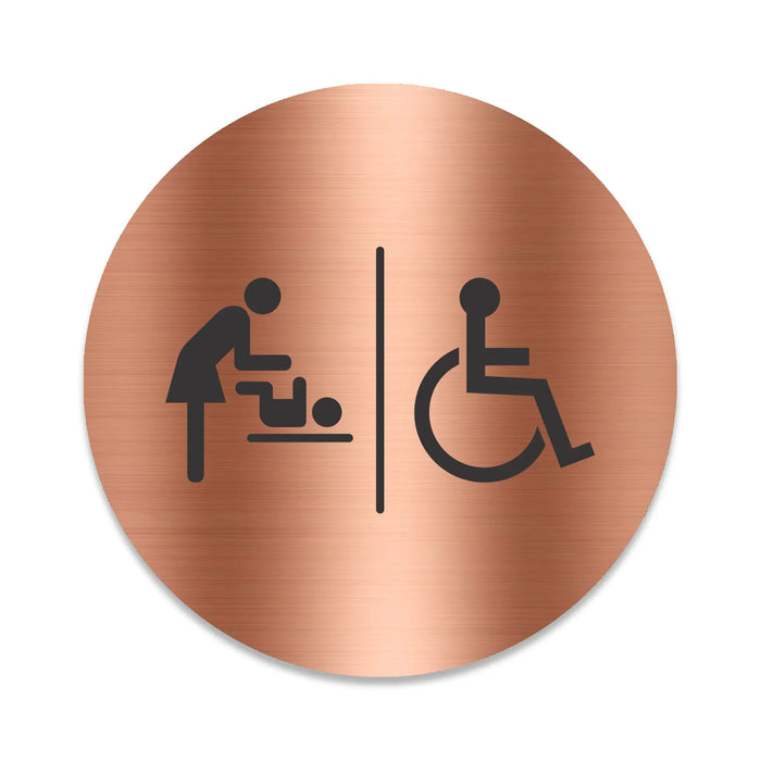Blacked LaserTEC Leitsysteme - Acryl Schild - Rund 10 cm Durchmesser - Selbstklebend - Kupfer gebürstet - Metall-Optik - UV beständig - Für Innen und Außen (Achtung)