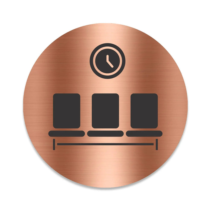 Blacked LaserTEC Leitsysteme - Acryl Schild - Rund 10 cm Durchmesser - Selbstklebend - Kupfer gebürstet - Metall-Optik - UV beständig - Für Innen und Außen (Achtung)