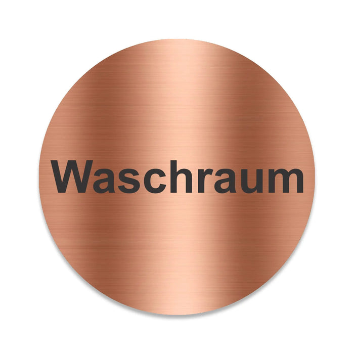 Blacked LaserTEC Leitsysteme - Acryl Schild - Rund 10 cm Durchmesser - Selbstklebend - Kupfer gebürstet - Metall-Optik - UV beständig - Für Innen und Außen (Achtung)