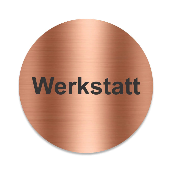 Blacked LaserTEC Leitsysteme - Acryl Schild - Rund 10 cm Durchmesser - Selbstklebend - Kupfer gebürstet - Metall-Optik - UV beständig - Für Innen und Außen (Achtung)