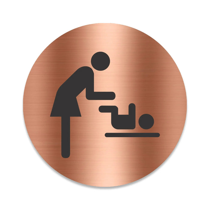 Blacked LaserTEC Leitsysteme - Acryl Schild - Rund 10 cm Durchmesser - Selbstklebend - Kupfer gebürstet - Metall-Optik - UV beständig - Für Innen und Außen (Achtung)