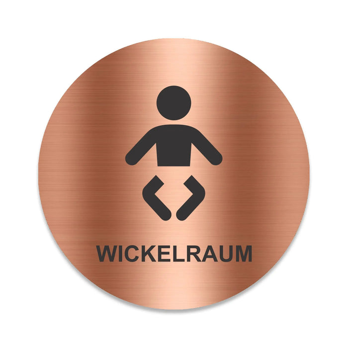 Blacked LaserTEC Leitsysteme - Acryl Schild - Rund 10 cm Durchmesser - Selbstklebend - Kupfer gebürstet - Metall-Optik - UV beständig - Für Innen und Außen (Achtung)