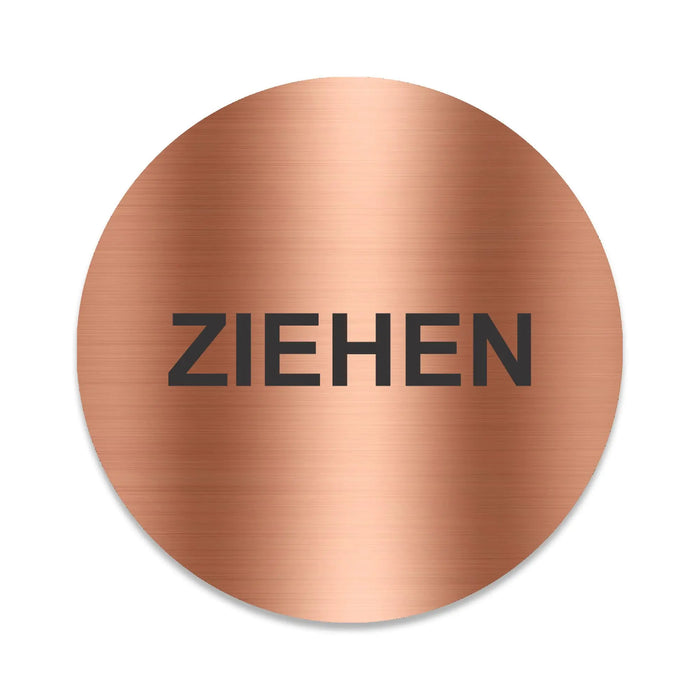 Blacked LaserTEC Leitsysteme - Acryl Schild - Rund 10 cm Durchmesser - Selbstklebend - Kupfer gebürstet - Metall-Optik - UV beständig - Für Innen und Außen (Achtung)