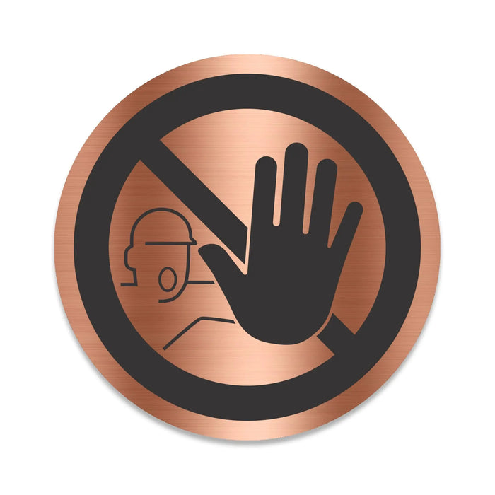 Blacked LaserTEC Leitsysteme - Acryl Schild - Rund 10 cm Durchmesser - Selbstklebend - Kupfer gebürstet - Metall-Optik - UV beständig - Für Innen und Außen (Achtung)