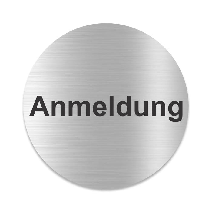 Blacked LaserTEC Leitsysteme - Acryl Schild - Rund 10 cm Durchmesser - Selbstklebend - Silber gebürstet - Metall-Optik - UV beständig - Für Innen und Außen (Achtung)
