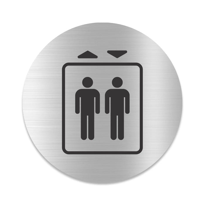 Blacked LaserTEC Leitsysteme - Acryl Schild - Rund 10 cm Durchmesser - Selbstklebend - Silber gebürstet - Metall-Optik - UV beständig - Für Innen und Außen (Achtung)