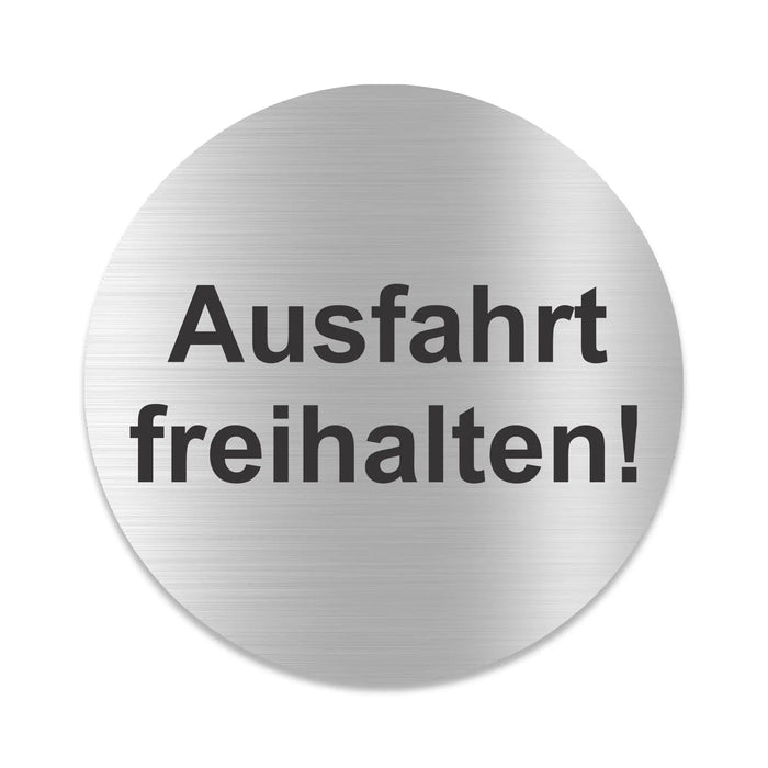 Blacked LaserTEC Leitsysteme - Acryl Schild - Rund 10 cm Durchmesser - Selbstklebend - Silber gebürstet - Metall-Optik - UV beständig - Für Innen und Außen (Achtung)