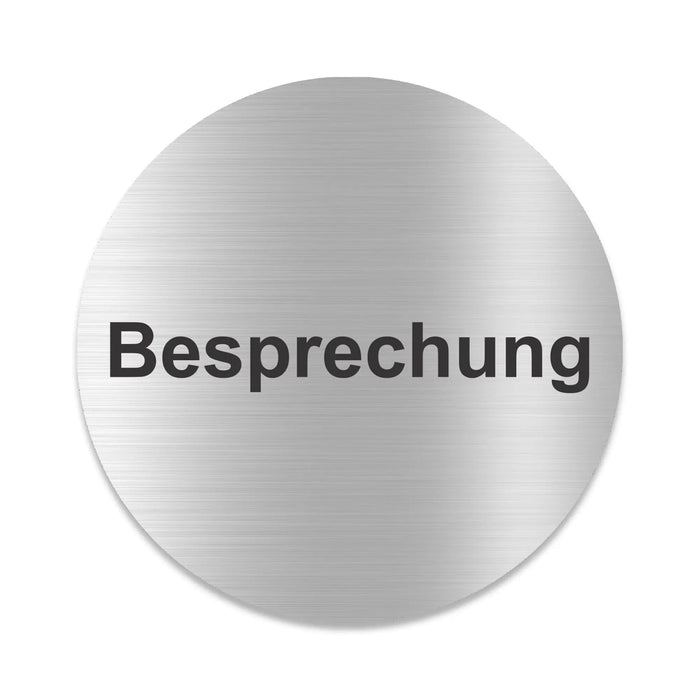 Blacked LaserTEC Leitsysteme - Acryl Schild - Rund 10 cm Durchmesser - Selbstklebend - Silber gebürstet - Metall-Optik - UV beständig - Für Innen und Außen (Achtung)
