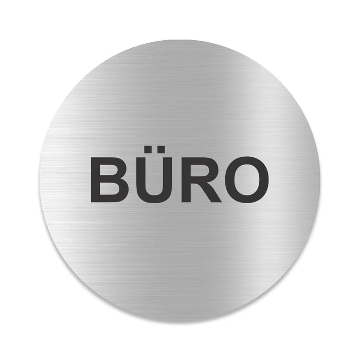 Blacked LaserTEC Leitsysteme - Acryl Schild - Rund 10 cm Durchmesser - Selbstklebend - Silber gebürstet - Metall-Optik - UV beständig - Für Innen und Außen (Achtung)