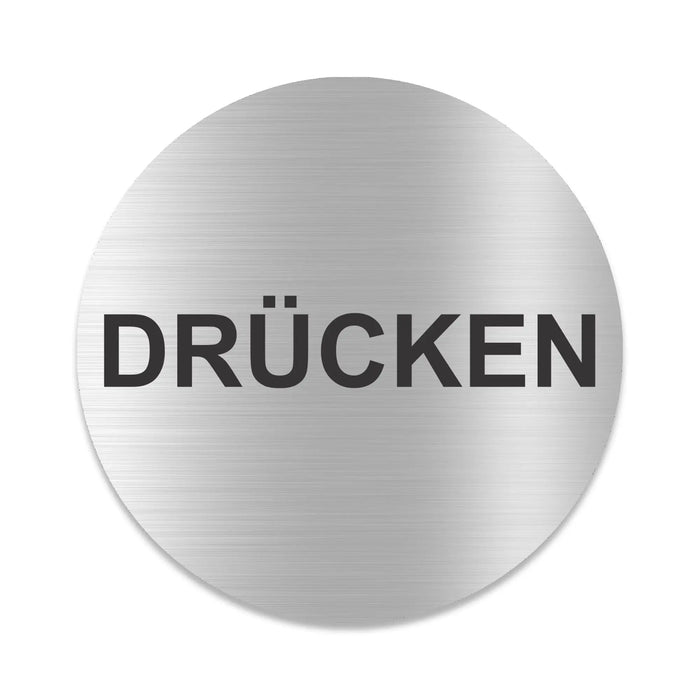 Blacked LaserTEC Leitsysteme - Acryl Schild - Rund 10 cm Durchmesser - Selbstklebend - Silber gebürstet - Metall-Optik - UV beständig - Für Innen und Außen (Achtung)