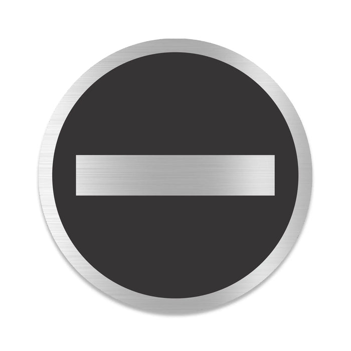 Blacked LaserTEC Leitsysteme - Acryl Schild - Rund 10 cm Durchmesser - Selbstklebend - Silber gebürstet - Metall-Optik - UV beständig - Für Innen und Außen (Achtung)