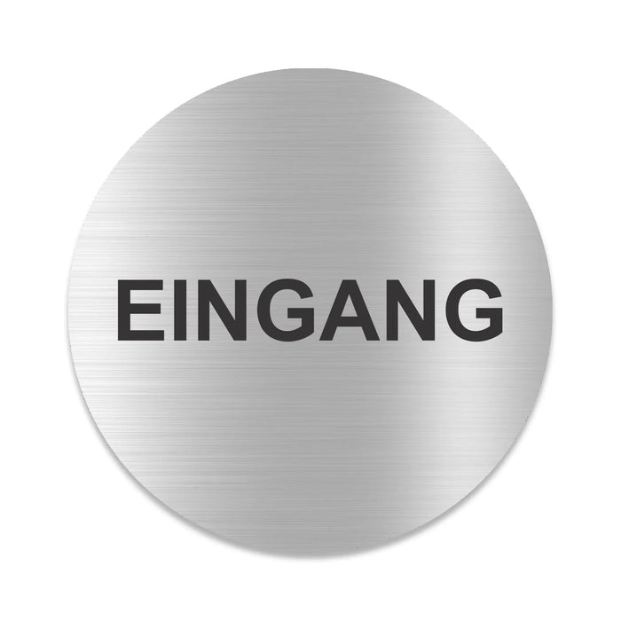 Blacked LaserTEC Leitsysteme - Acryl Schild - Rund 10 cm Durchmesser - Selbstklebend - Silber gebürstet - Metall-Optik - UV beständig - Für Innen und Außen (Achtung)