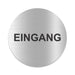 Blacked LaserTEC Leitsysteme - Acryl Schild - Rund 10 cm Durchmesser - Selbstklebend - Silber gebürstet - Metall-Optik - UV beständig - Für Innen und Außen (Achtung)