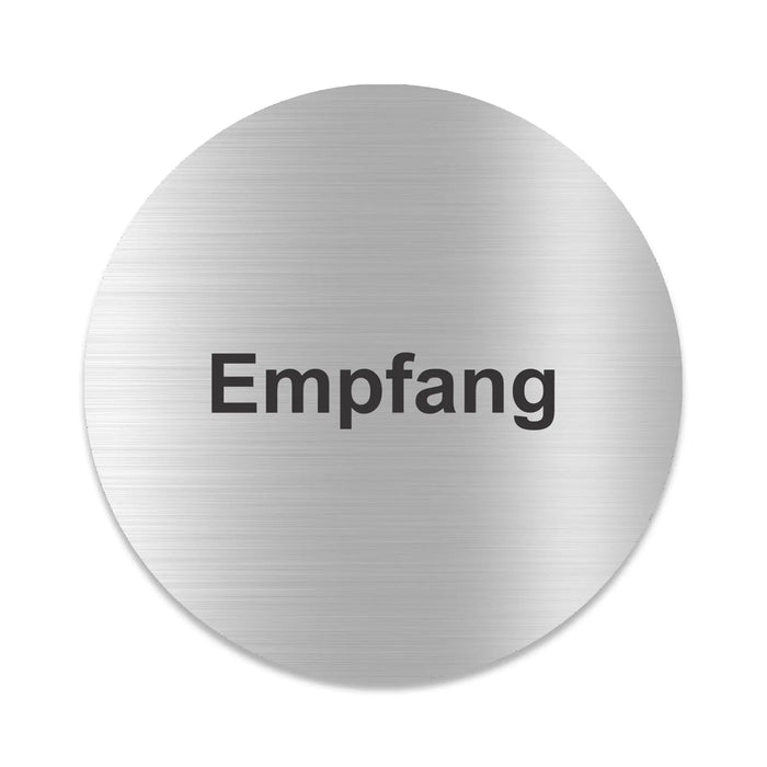 Blacked LaserTEC Leitsysteme - Acryl Schild - Rund 10 cm Durchmesser - Selbstklebend - Silber gebürstet - Metall-Optik - UV beständig - Für Innen und Außen (Achtung)
