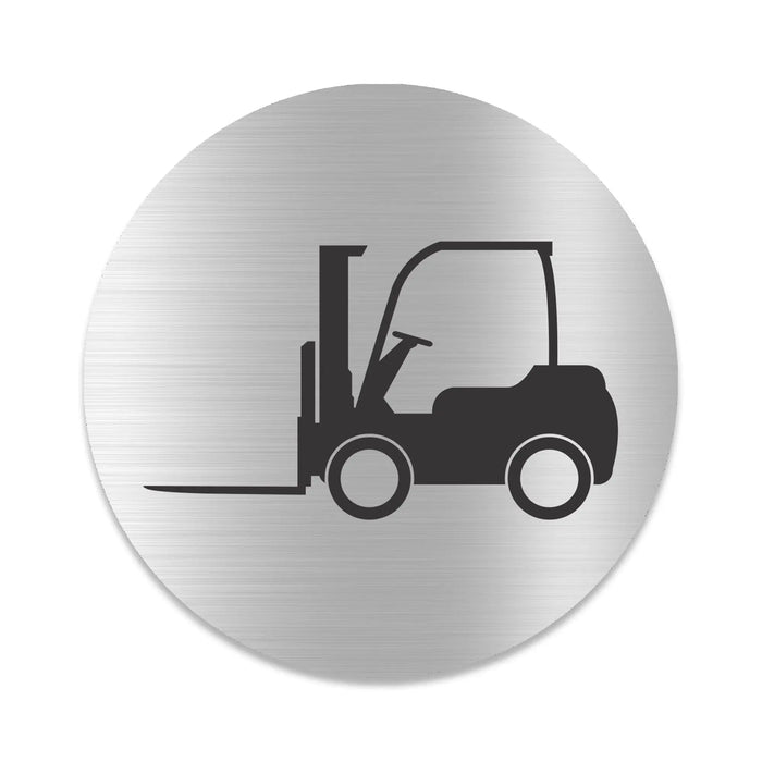 Blacked LaserTEC Leitsysteme - Acryl Schild - Rund 10 cm Durchmesser - Selbstklebend - Silber gebürstet - Metall-Optik - UV beständig - Für Innen und Außen (Achtung)