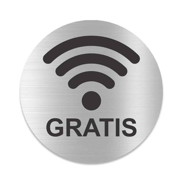 Blacked LaserTEC Leitsysteme - Acryl Schild - Rund 10 cm Durchmesser - Selbstklebend - Silber gebürstet - Metall-Optik - UV beständig - Für Innen und Außen (Achtung)